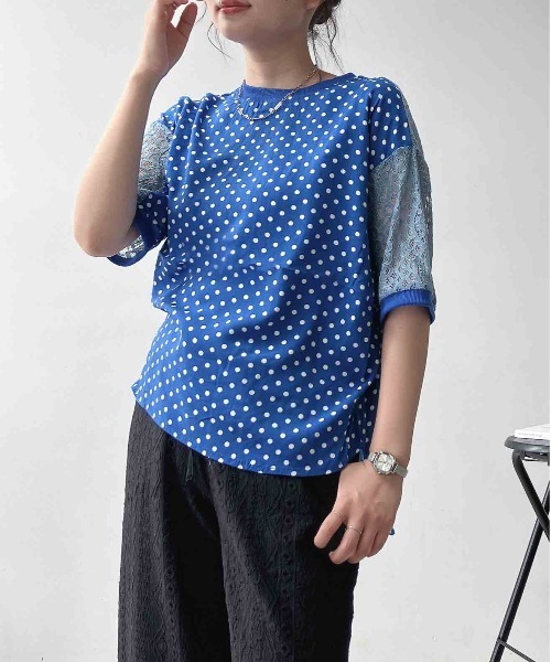 AS KNOW AS plus(アズノゥアズプラス)の「◯接触冷感 布帛とレース ゆったりリブプルオーバー(Tシャツ/カットソー・レディース・ブラック系/イエロー系/ブルー系・FREE)」の17枚目の写真