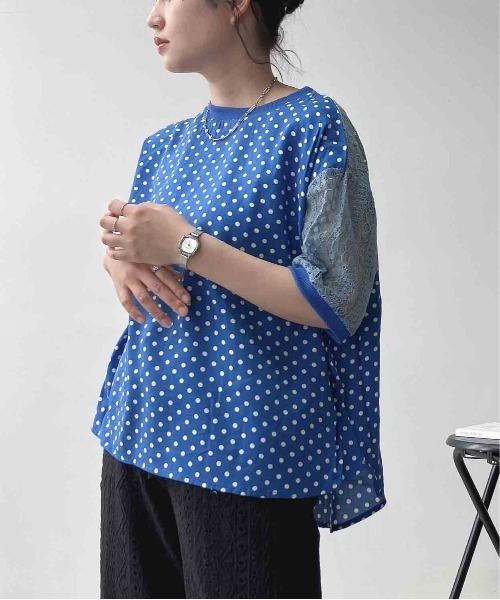 AS KNOW AS plus(アズノゥアズプラス)の「◯接触冷感 布帛とレース ゆったりリブプルオーバー(Tシャツ/カットソー・レディース・ブラック系/イエロー系/ブルー系・FREE)」の18枚目の写真