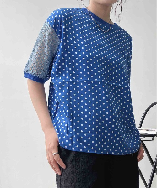 AS KNOW AS plus(アズノゥアズプラス)の「◯接触冷感 布帛とレース ゆったりリブプルオーバー(Tシャツ/カットソー・レディース・ブラック系/イエロー系/ブルー系・FREE)」の20枚目の写真
