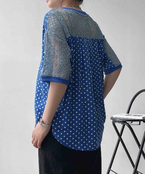 AS KNOW AS plus(アズノゥアズプラス)の「◯接触冷感 布帛とレース ゆったりリブプルオーバー(Tシャツ/カットソー・レディース・ブラック系/イエロー系/ブルー系・FREE)」の21枚目の写真