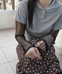 HALEY PESCA/フェイクレイヤードシアーTシャツ