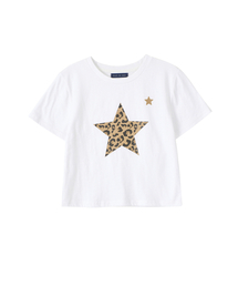 Leopard Star Crop T_ White