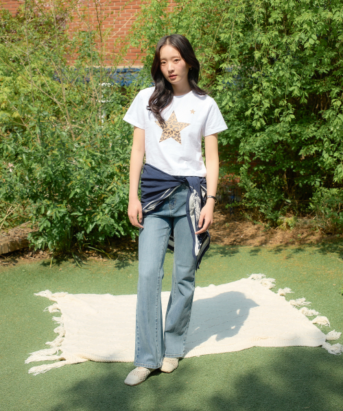 SALON DE YOHN（サロンドヨーン）の「Leopard Star Crop T_ White（Tシャツ/カットソー・レディース・その他・FREE）」の3枚目の写真