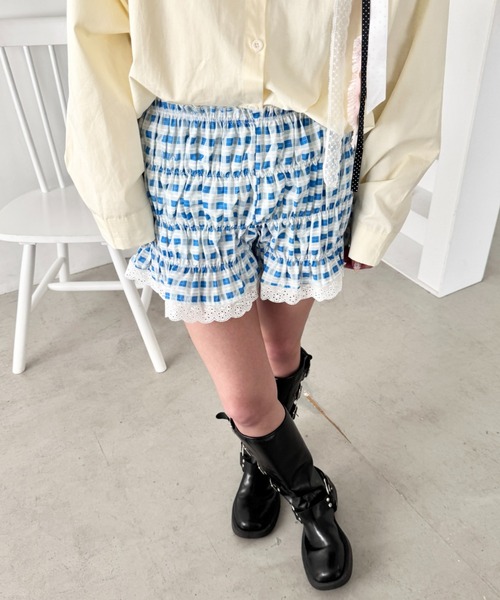 SOLLON.(ソルロン)の「ギンガムチェックシャーリングミニパンツ(その他パンツ・レディース・ブラウン/ブラック/レッド/ブルー/グリーン・FREE)」の16枚目の写真