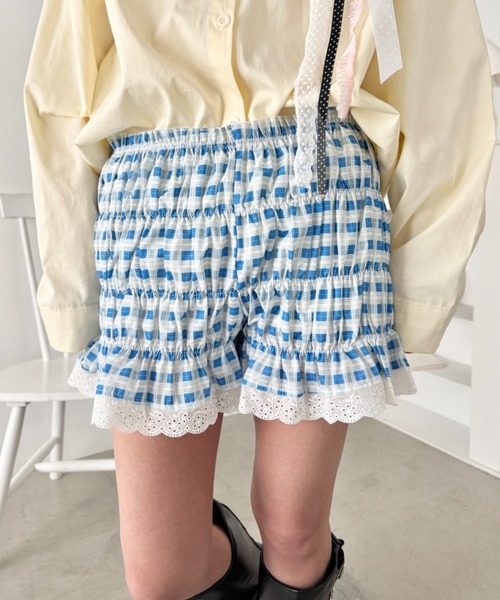 SOLLON.(ソルロン)の「ギンガムチェックシャーリングミニパンツ(その他パンツ・レディース・ブラウン/ブラック/レッド/ブルー/グリーン・FREE)」の13枚目の写真