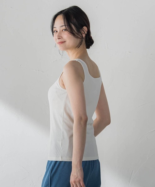 LAUTREAMONT(ロートレアモン)の「コットンカップ付きインナー(タンクトップ・レディース・ホワイト/ブラック・9号)」の13枚目の写真