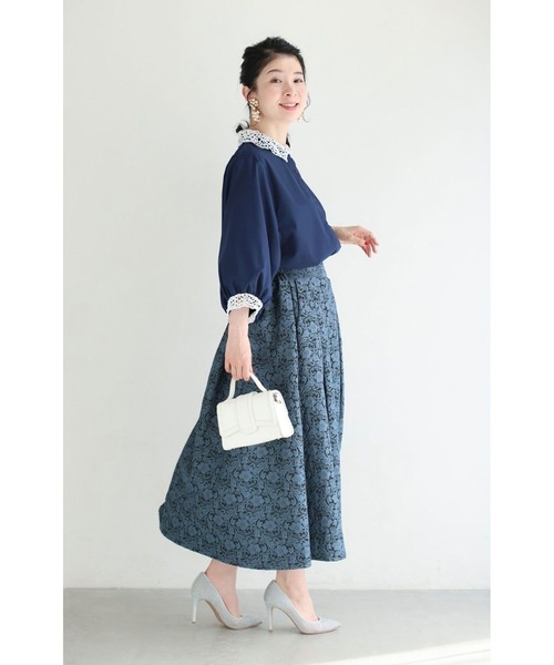 cawaii(カワイイ)の「レースを添えたサイドタックブラウストップス(シャツ/ブラウス・レディース・ネイビー/ストライプ・FREE)」の6枚目の写真