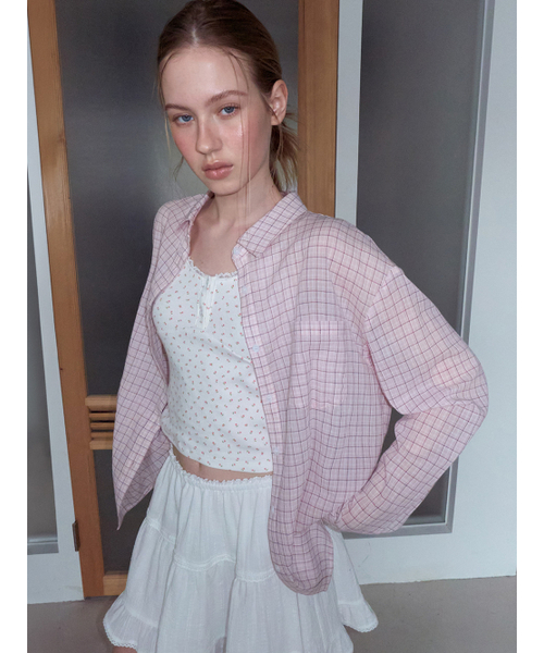ETMON（エトモン）の「Loose Check Shirt, Pink（シャツ/ブラウス・レディース・その他・F）」の4枚目の写真