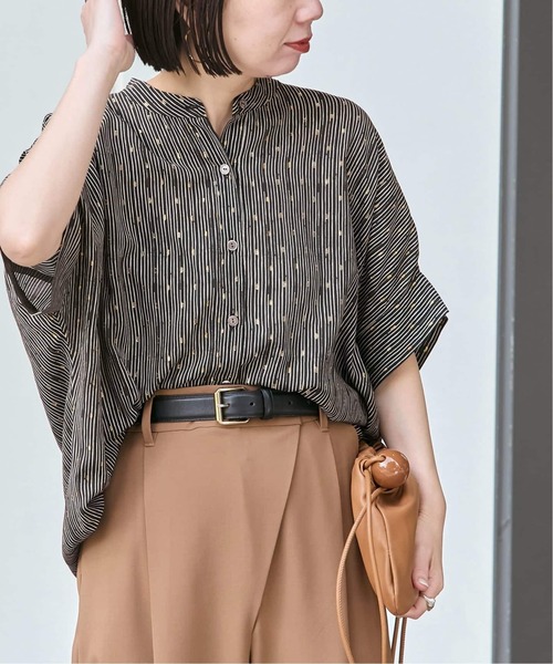 journal standard L'essage（ジャーナルスタンダードレサージュ）の「《追加》DEVEAUX GOLDラメモノトーンシャツ（シャツ/ブラウス・レディース・アイボリー/ブラック・FREE）」の8枚目の写真