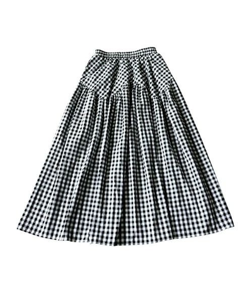 antiqua(アンティカ)の「ギンガムチェック ロング フレア タック スカート(スカート・レディース・ブラック・ONESIZE)」の8枚目の写真