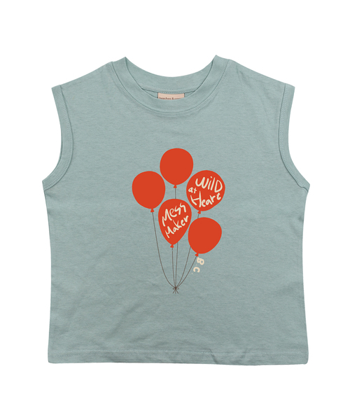 BEACHESAND CREAM KIDS(ビーチスアンドクリームキッズ)の「バルーン袖なしTシャツ-グレイッシュミント(Tシャツ/カットソー・レディース・ミント・SMALL/MEDIUM/LARGE)」の1枚目の写真