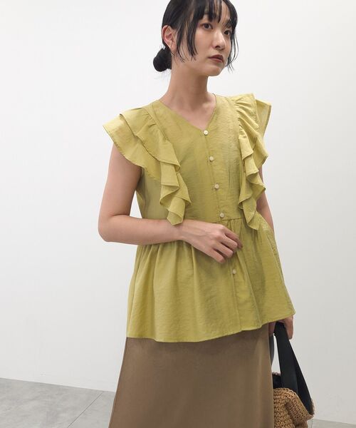 Green　Parks（グリーンパークス）の「フリルノースリーブブラウス（シャツ/ブラウス・レディース・ブルー/ホワイト/ネイビー/グリーン系その他3・FREE）」の18枚目の写真