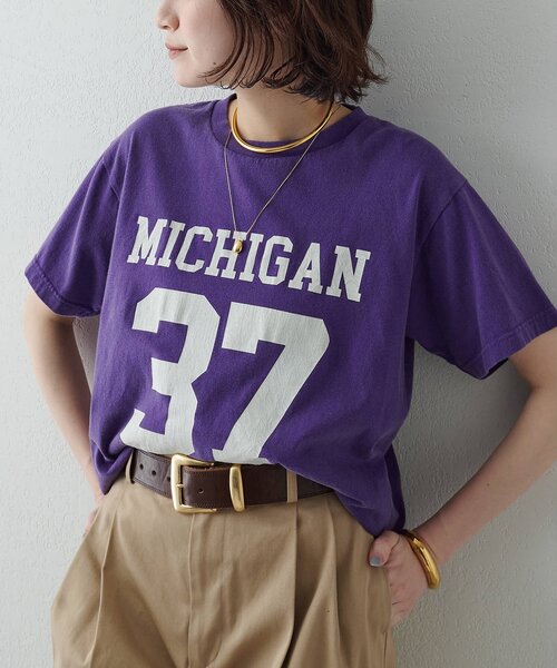 Whim Gazette(ウィムガゼット)の「フロントナンバーTシャツ(Tシャツ/カットソー・レディース・チャコールグレー/オフホワイト/パープル/ネイビー/バーガンディー・FREE)」の4枚目の写真
