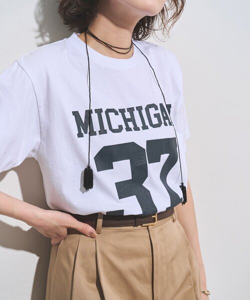 Whim Gazette(ウィムガゼット)の「フロントナンバーTシャツ(Tシャツ/カットソー・レディース・チャコールグレー/オフホワイト/パープル/ネイビー/バーガンディー・FREE)」の12枚目の写真