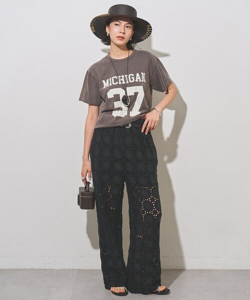 Whim Gazette(ウィムガゼット)の「フロントナンバーTシャツ(Tシャツ/カットソー・レディース・チャコールグレー/オフホワイト/パープル/ネイビー/バーガンディー・FREE)」の13枚目の写真