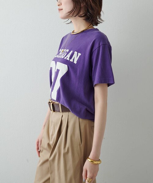 Whim Gazette(ウィムガゼット)の「フロントナンバーTシャツ(Tシャツ/カットソー・レディース・チャコールグレー/オフホワイト/パープル/ネイビー/バーガンディー・FREE)」の22枚目の写真