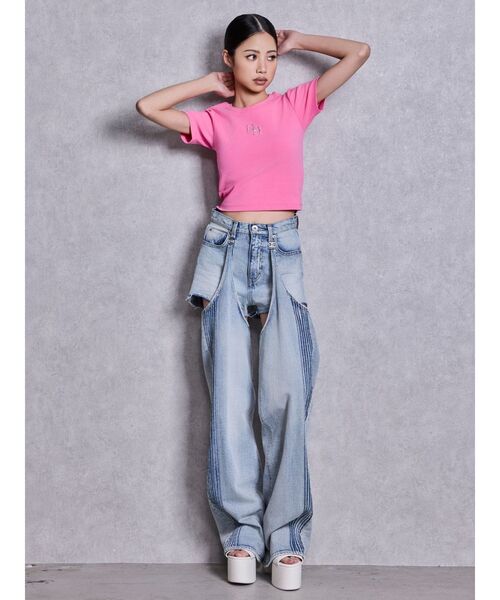 GYDA(ジェイダ)の「GLITTER GG Tシャツ(Tシャツ/カットソー・レディース・ミント/ブラック/オフホワイト/ピンク・FREE)」の22枚目の写真