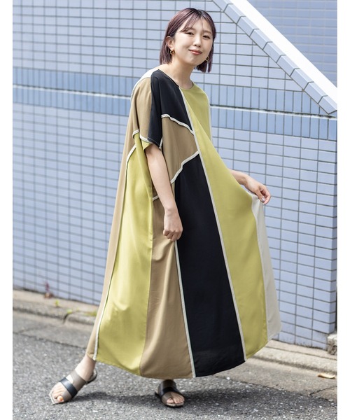 OSMOSIS（オズモーシス）の「2WAYパイピングワンピース（ワンピース・レディース・カーキ/サックスブルー/ブラック・ONE SIZE）」の4枚目の写真