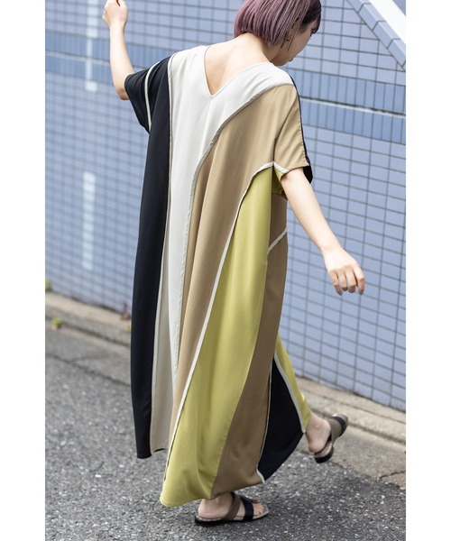 OSMOSIS（オズモーシス）の「2WAYパイピングワンピース（ワンピース・レディース・カーキ/サックスブルー/ブラック・ONE SIZE）」の6枚目の写真