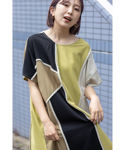 OSMOSIS（オズモーシス）の「2WAYパイピングワンピース（ワンピース・レディース・カーキ/サックスブルー/ブラック・ONE SIZE）」の7枚目の写真
