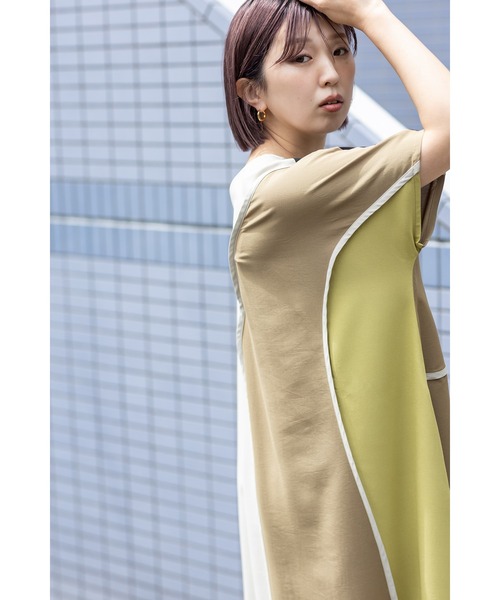 OSMOSIS（オズモーシス）の「2WAYパイピングワンピース（ワンピース・レディース・カーキ/サックスブルー/ブラック・ONE SIZE）」の9枚目の写真