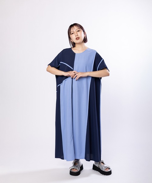 OSMOSIS（オズモーシス）の「2WAYパイピングワンピース（ワンピース・レディース・カーキ/サックスブルー/ブラック・ONE SIZE）」の14枚目の写真