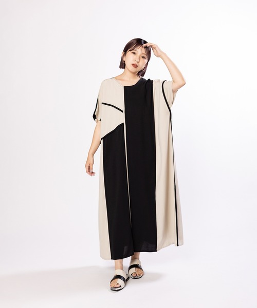 OSMOSIS（オズモーシス）の「2WAYパイピングワンピース（ワンピース・レディース・カーキ/サックスブルー/ブラック・ONE SIZE）」の18枚目の写真