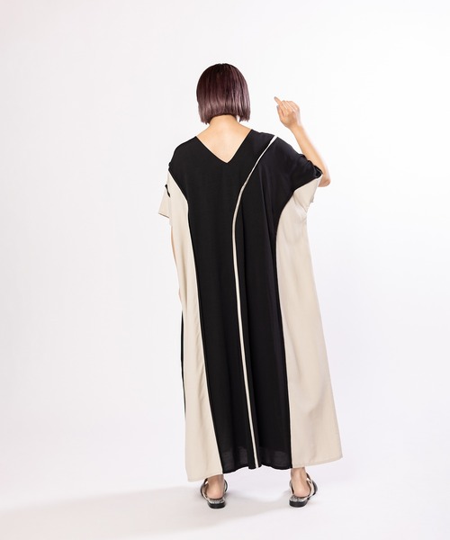 OSMOSIS（オズモーシス）の「2WAYパイピングワンピース（ワンピース・レディース・カーキ/サックスブルー/ブラック・ONE SIZE）」の21枚目の写真