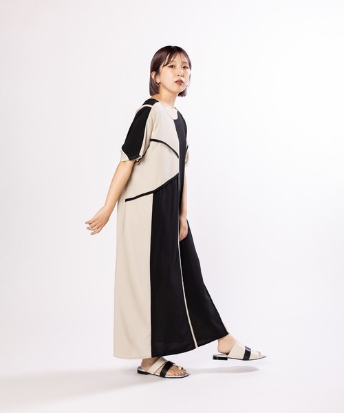 OSMOSIS（オズモーシス）の「2WAYパイピングワンピース（ワンピース・レディース・カーキ/サックスブルー/ブラック・ONE SIZE）」の22枚目の写真