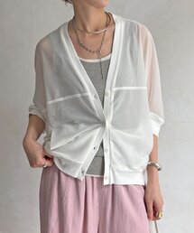 【WEB限定】トリコットシフォンカーディガン