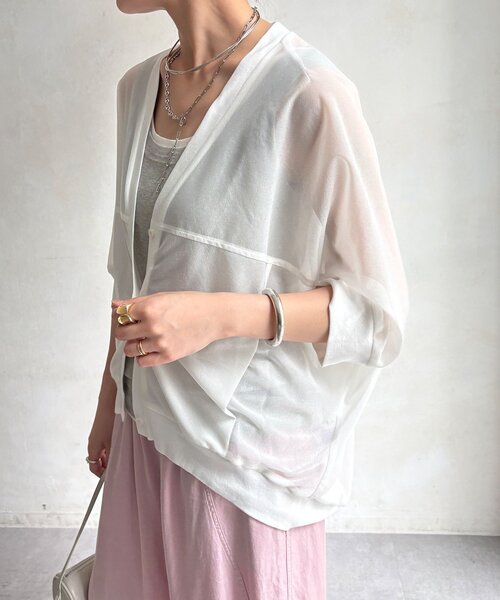 DouDou（ドゥドゥ）の「【WEB限定】トリコットシフォンカーディガン（シャツ/ブラウス・レディース・モカ/ブルー/ブラック/オフホワイト・FREE）」の10枚目の写真