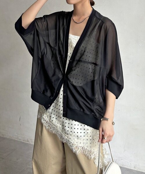 DouDou（ドゥドゥ）の「【WEB限定】トリコットシフォンカーディガン（シャツ/ブラウス・レディース・モカ/ブルー/ブラック/オフホワイト・FREE）」の18枚目の写真