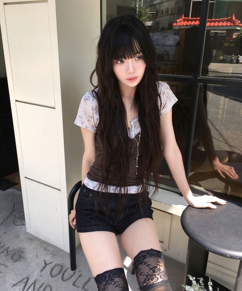 modimood(モディムード)の「フラワーヘンリーネックシアー半袖Tシャツ(Tシャツ/カットソー・レディース・オートミール・FREE)」の8枚目の写真