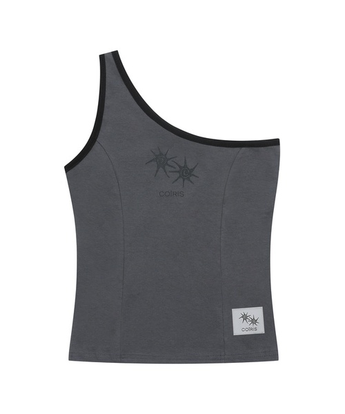 COIRIS(コイリス)の「デイズワンショルダー スリムライン配色スリーブレス (2カラー)(Tシャツ/カットソー・レディース・チャコールグレー/ブラック・FREE)」の2枚目の写真
