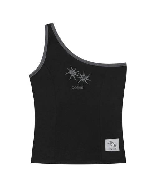 COIRIS(コイリス)の「デイズワンショルダー スリムライン配色スリーブレス (2カラー)(Tシャツ/カットソー・レディース・チャコールグレー/ブラック・FREE)」の1枚目の写真