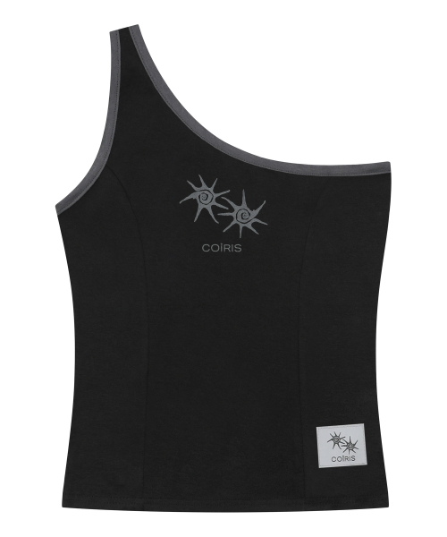 COIRIS(コイリス)の「デイズワンショルダー スリムライン配色スリーブレス (2カラー)(Tシャツ/カットソー・レディース・チャコールグレー/ブラック・FREE)」の3枚目の写真