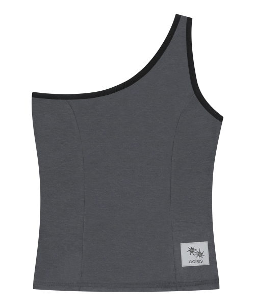 COIRIS(コイリス)の「デイズワンショルダー スリムライン配色スリーブレス (2カラー)(Tシャツ/カットソー・レディース・チャコールグレー/ブラック・FREE)」の8枚目の写真