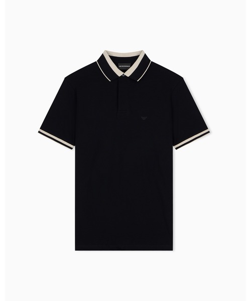 EMPORIO ARMANI（エンポリオアルマーニ）の「【エンポリオ アルマーニ】レギュラーフィット ポロシャツ コットンピケ（ポロシャツ・メンズ・ブラック/ブルー・X-SMALL/X-LARGE/MEDIUM/SMALL/LARGE）」の4枚目の写真