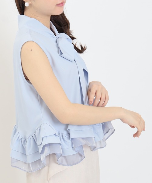 ASTORIA ODIER（アストリアオディール）の「リボンタイティアードフリルブラウス（シャツ/ブラウス・レディース・ブルー/ブラック/サックスブルー・MEDIUM）」の10枚目の写真