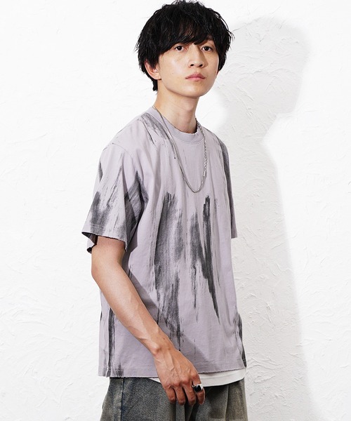 MinoriTY(マイノリティ)の「【MinoriTY】ペインティングオーバーサイズTシャツ メンズ 夏服 ユニセックス 半袖 プリントTシャツ(Tシャツ/カットソー・メンズ・ブラック/グレー・M/L)」の5枚目の写真