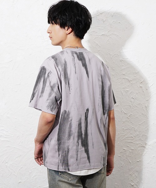 MinoriTY(マイノリティ)の「【MinoriTY】ペインティングオーバーサイズTシャツ メンズ 夏服 ユニセックス 半袖 プリントTシャツ(Tシャツ/カットソー・メンズ・ブラック/グレー・M/L)」の6枚目の写真