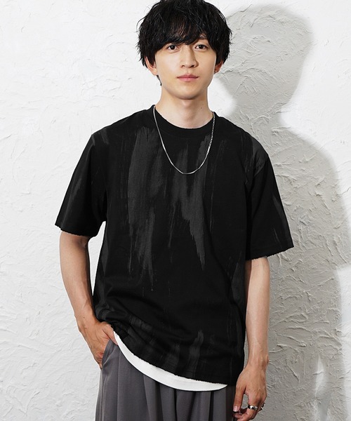 MinoriTY(マイノリティ)の「【MinoriTY】ペインティングオーバーサイズTシャツ メンズ 夏服 ユニセックス 半袖 プリントTシャツ(Tシャツ/カットソー・メンズ・ブラック/グレー・M/L)」の10枚目の写真