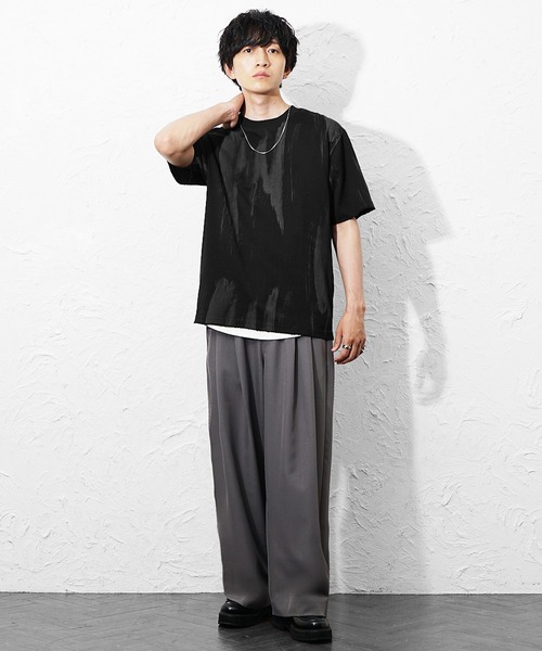 MinoriTY(マイノリティ)の「【MinoriTY】ペインティングオーバーサイズTシャツ メンズ 夏服 ユニセックス 半袖 プリントTシャツ(Tシャツ/カットソー・メンズ・ブラック/グレー・M/L)」の12枚目の写真