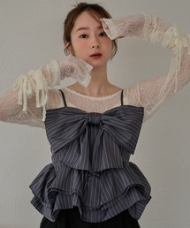 mideal（マイディール）の「ribbon frill peplum bustier / リボンフリルペプラムビスチェ（キャミソール）」