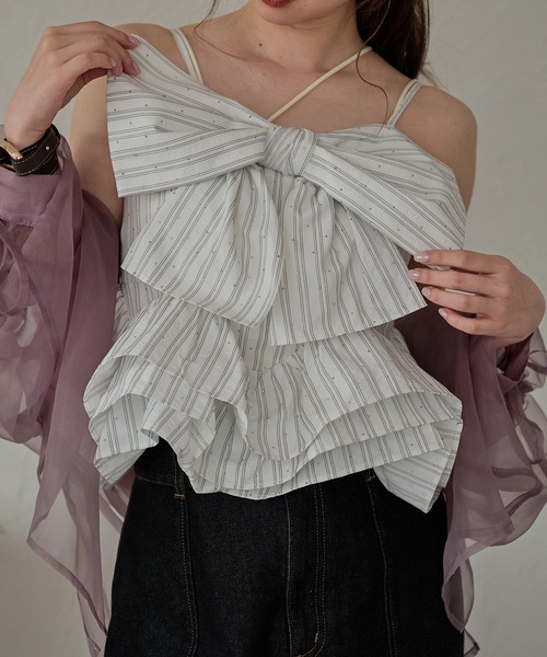 ribbon frill peplum bustier / リボンフリルペプラムビスチェ