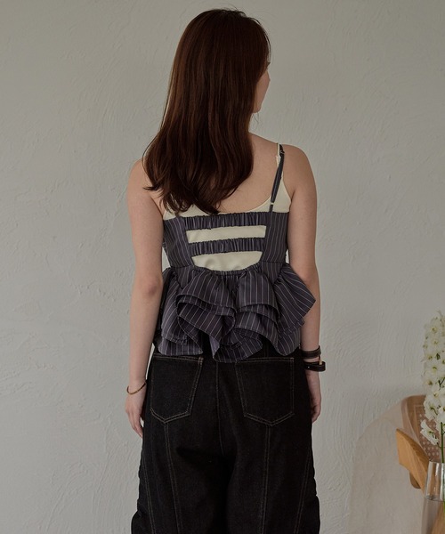 mideal（マイディール）の「ribbon frill peplum bustier / リボンフリルペプラムビスチェ（キャミソール・レディース・イエロー/ホワイト/グレー/ピンク・FREE）」の19枚目の写真