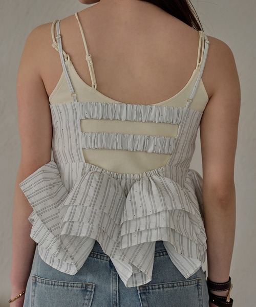 mideal（マイディール）の「ribbon frill peplum bustier / リボンフリルペプラムビスチェ（キャミソール・レディース・イエロー/ホワイト/グレー/ピンク・FREE）」の13枚目の写真