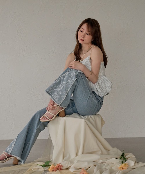 mideal（マイディール）の「ribbon frill peplum bustier / リボンフリルペプラムビスチェ（キャミソール・レディース・イエロー/ホワイト/グレー/ピンク・FREE）」の10枚目の写真