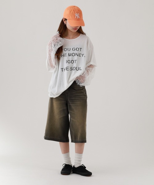 FUNALIVE(ファンアライブ)の「je crois soi レース袖 ロゴプリントカットソー(Tシャツ/カットソー・レディース・ピンク/オフホワイト/ネイビー・FREE)」の13枚目の写真
