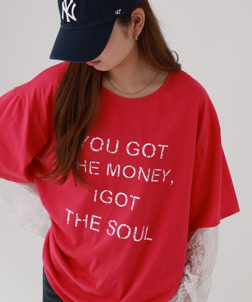 FUNALIVE(ファンアライブ)の「je crois soi レース袖 ロゴプリントカットソー(Tシャツ/カットソー・レディース・ピンク/オフホワイト/ネイビー・FREE)」の22枚目の写真